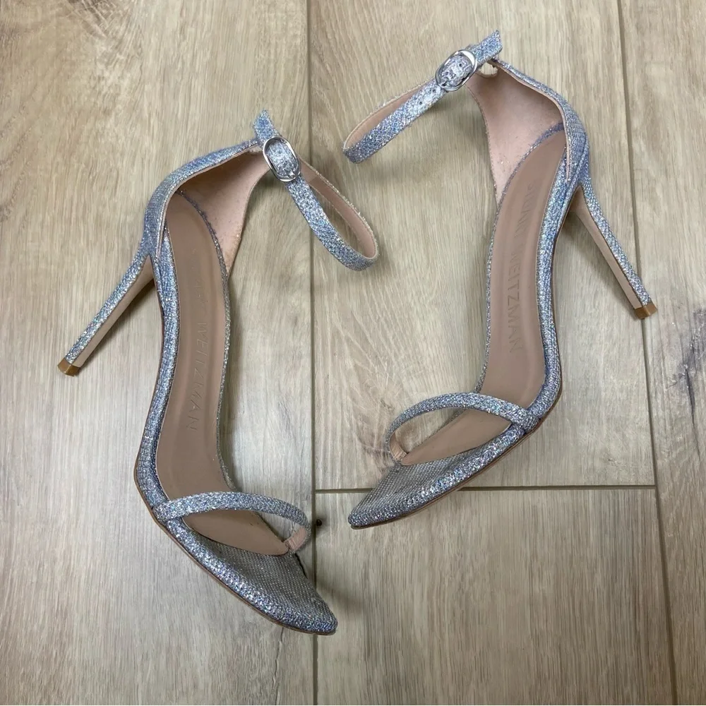 Stuart Weitzman Nudistcurve 100 Sandal in Crystal Size 7